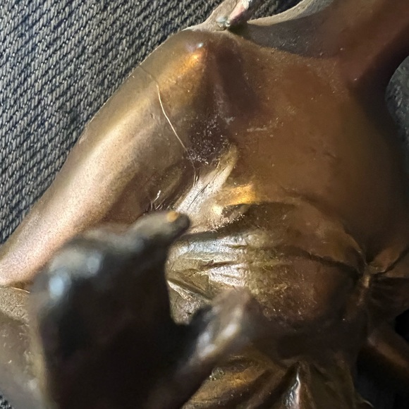 Antique French art nouveau bronzed metal figurine "Woman on Flower" - Picture 6 of 8